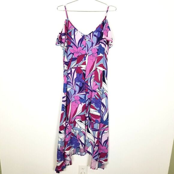 TOMMY BAHAMA Women Oasis Blossoms Dress Sz XL Blue Monday Floral Beach Vaca - Picture 1 of 9